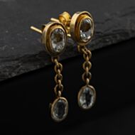 Pre-Owned Yellow Gold Aquamarine & Cubic Zirconia Jewellery Set - Dropper Earrings & Pendant With 14 Inch Trace Chain 41143347