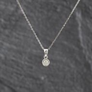 Pre-Owned White Gold 0.15ct Diamond Rubover Set Single Stone Pendant & 18 Inch Trace Chain 41143349