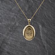 Pre-Owned 9ct Yellow Gold Diamond Set Oval Engraved Locket Pendant & 18 Inch Curb Chain 41143350