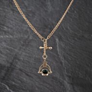 Pre-Owned Vintage Rose Gold Multi Stone Double Albert & Swivel Charm T-Bar Pendant & 18 Inch Curb Chain 41143354