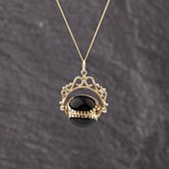 Pre-Owned Yellow Gold Multi Stone Swivel Pendant & 18 Inch Curb Chain 41143368