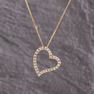 Pre-Owned Yellow Gold Cubic Zirconia Open Heart Pendant & 18 Inch Curb Chain 41143376