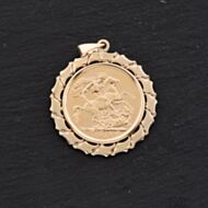 Pre-Owned Yellow Gold George V 1913 Full Sovereign Coin Keeper Loose Pendant 41143382