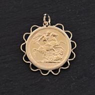 Pre-Owned Yellow Gold Victoria 1889 Full Sovereign Coin Keeper Loose Pendant 41143383
