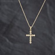 Pre-Owned 9ct Yellow Gold Cubic Zirconia Pendant & 18 Inch Prince Of Wales Chain 41143399