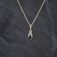 Pre-Owned 9ct Two Colour Gold Sapphire & Diamond Pear Shaped Infinity Pendant & 18 Inch Prince Of Wales Chain 41143405