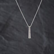 Pre-Owned 9ct White Gold Diamond Bar Dropper Pendant & 18 Inch Prince Of Wales Chain 41143411