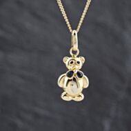 Pre-Owned 9ct Yellow Gold Multi Stone Teddy Pendant & 20 Inch Curb Chain 41143418