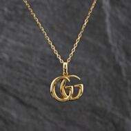 Pre-Owned 18ct Yellow Gold Gucci Gg Pendant & Adjustable Trace Chain 41143435