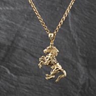 Pre-Owned 9ct Yellow Gold Cubic Zirconia Horse Gemstone Pendant & 22 Inch Belcher Chain 41143441