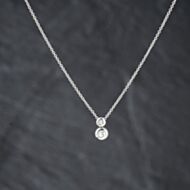 Pre-Owned 18ct White Gold 0.08ct Brilliant Cut Diamond Two Stone Pendant & 16 Inch Trace Chain 41143448