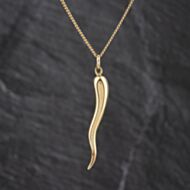 Pre-Owned 9ct Yellow Gold Horn Of Plenty Pendant & 18 Inch Curb Chain 41143468