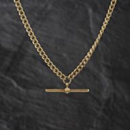 Pre-Owned 9ct Yellow Gold T-Bar Pendant & 18 Inch Curb Chain 41143500