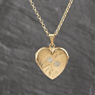 Pre-Owned Two Colour Gold Heart With Hand Engraved Flowers Locket Pendant & 18 Inch Belcher Chain 41143520