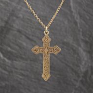 Pre-Owned 9ct Yellow Gold Hand Engraved Cross Pendant & 20 Inch Belcher Chain 41143526