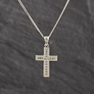 Pre-Owned White Gold 0.25ct Brilliant Cut Diamond Channel Set Cross Pendant & 16 Inch Curb Chain 41143527