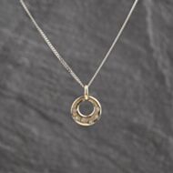 Pre-Owned 9ct Two Colour Gold Open Disc Pendant & 18 Inch Curb Chain 41143533
