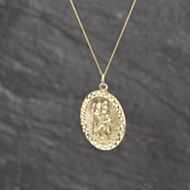 Pre-Owned 9ct Yellow Gold St Christopher Pendant & 18 Inch Curb Chain 41143539