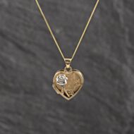 Pre-Owned 9ct Two Colour Gold I Love You Heart Locket Pendant & 18 Inch Curb Chain 41143546