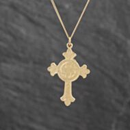 Pre-Owned 9ct Yellow Gold Cross Pendant & 18 Inch Curb Chain 41143558