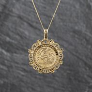 Pre-Owned 9ct Yellow Gold St George Pendant & 18 Inch Curb Chain 41143575