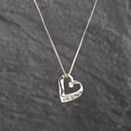 Pre-Owned 9ct White Gold Diamond Open Heart Gemstone Pendant & 19 Inch Box Chain 41143592