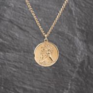 Pre-Owned 9ct Yellow Gold Round St Christopher Pendant & 20 Inch Curb Chain 41143623