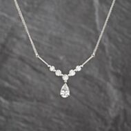 Pre-Owned 9ct White Gold Cubic Zirconia Set Pendant & 16 Inch Fancy Chain 41143643