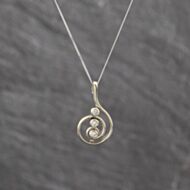 Pre-Owned 9ct White Gold 0.09ct Diamond Set Spiral Pendant & 18 Inch Curb Chain 41143645