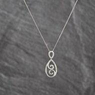 Pre-Owned 18ct White Gold 0.20ct Diamond Swirl Pendant & 18 Inch Curb Chain 41143646