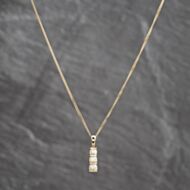 Pre-Owned 9ct Yellow Gold Diamond Set Trilogy Pendant & 18 Inch Curb Chain 41143665