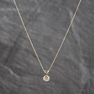 Pre-Owned 9ct Two Colour Gold Diamond Single Stone Pendant & 18 Inch Curb Chain 41143666