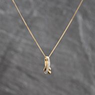 Pre-Owned 9ct Two Colour Gold Diamond Set Pendant & 16 Inch Curb Chain 41143667