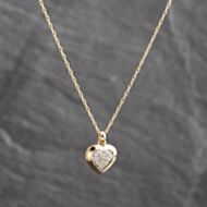 Pre-Owned 9ct Two Colour Gold 0.07ct Diamond Set Heart Pendant & 18 Inch Prince Of Wales Chain 41143668