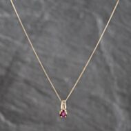 Pre-Owned 9ct Two Colour Gold Ruby & 0.01ct Diamond Pendant & 18 Inch Curb Chain 41143670