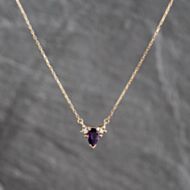 Pre-Owned 9ct Yellow Gold Amethyst & 0.06ct Diamond Three Stone Pendant & 16 Inch Trace Chain 41143672