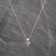 Pre-Owned Two Colour Gold Iolite Heart Pendant & 18 Inch Curb Chain 41143694