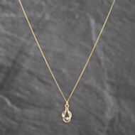 Pre-Owned Yellow Gold Diamond Knot Loop Pendant & 18 Inch Curb Chain 41143695