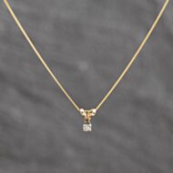 Pre-Owned Two Colour Gold Diamond Single Stone Pendant & 18 Inch Curb Chain 41143696