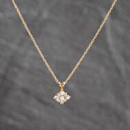 Pre-Owned 9ct Yellow Gold Cubic Zirconia Cluster Pendant & 16 Inch Prince Of Wales Chain 41143699