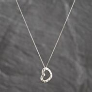 Pre-Owned 9ct White Gold Diamond Open Heart Pendant & 18 Inch Curb Chain 41143707