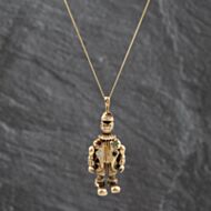 Pre-Owned 9ct Yellow Gold Multi Stone Clown Pendant & 18 Inch Curb Chain 41143728