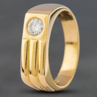 Pre-Owned 14ct Yellow Gold 0.40ct Brilliant Cut Diamond Oblong Signet Ring 4115333