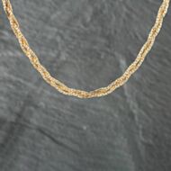 Pre-Owned 9ct Yellow Gold Three Row Plaited 17 Inch Curb Chain 41161101