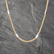 Pre-Owned 14ct Two Colour Gold Oblong Tube Sectioned 20 Inch Foxtail Chain 41161684