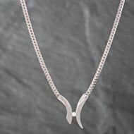 Pre-Owned 9ct White Gold Brilliant Cut Diamond Tension Set Matt And Polished 16 Inch Collarette Curb Chain 41161708
