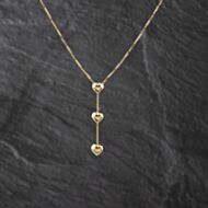 Pre-Owned 9ct Yellow Gold Triple Heart Dropper 17 Inch Box Chain 41162323