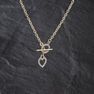 Pre-Owned 9ct Yellow Gold Cubic Zirconia Set 16 Inch T-Bar Trace Chain 41162358