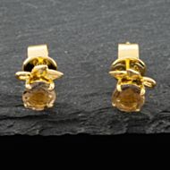 Pre-Owned Yellow Gold Smokey Quartz Stud Earrings 41171276