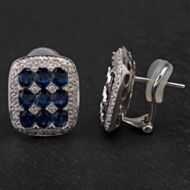 Pre-Owned 18ct White Gold Sapphire Diamond Earrings 4117158